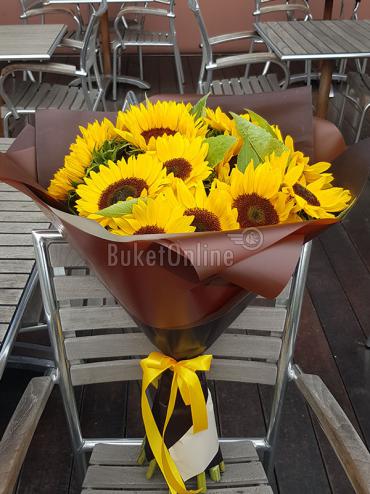 Букет цветов Солнечный луч - подсолнухи 