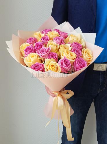 Цветы с доставкой Аква и Пич - букет роз