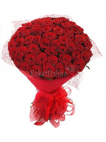 Доставка курьером Красные розы 51 цветок