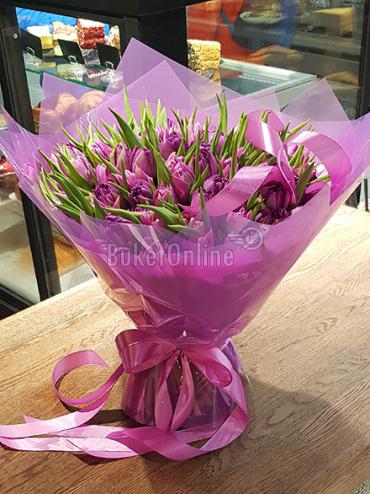 Букет цветов 101 тюльпан ''Дабл прайс''