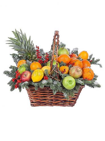 Букет Корзинка новогодняя с фруктами