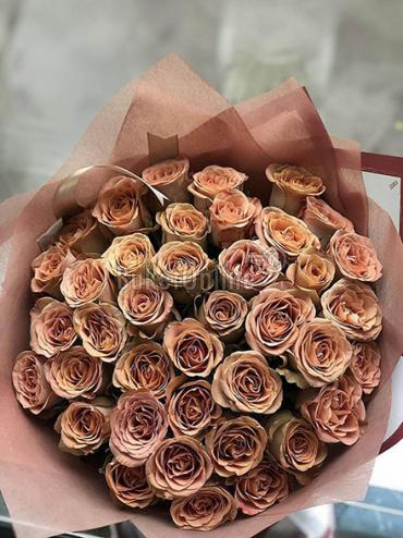 Цветы -  Букет роз ''Каппучино''
