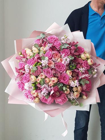 Цветы -  Премиум букет с орхидеей и розой