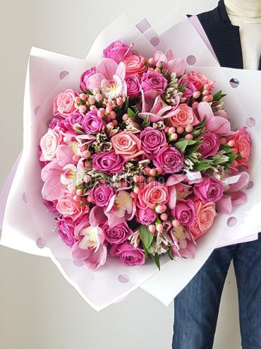 Цветы -  Букет из роз и орхидеи