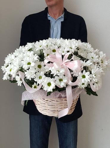 Цветы с доставкой Корзина с кустовой хризантемой