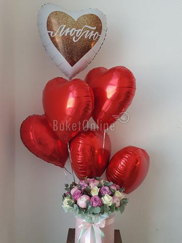 Букет цветов Набор шаров сердец - 5шт