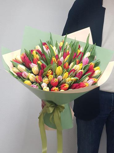 Цветы -  101 тюльпан - букет
