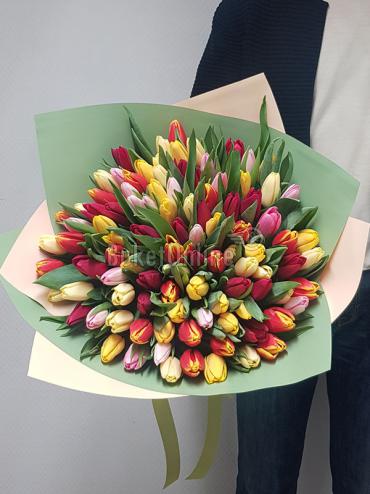 Цветы -  101 тюльпан - букет