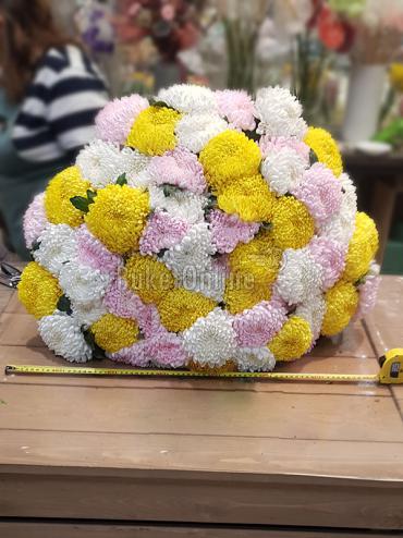 Цветы -  Букет из 69 хризантем